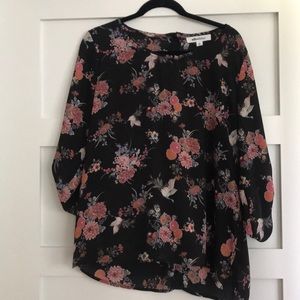 Black floral blouse